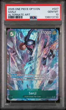 2025 ONE PIECE OP13-CARRYING ON HIS WILL ALTERNATE ART #027 SANJI PSA 10 - Image 1