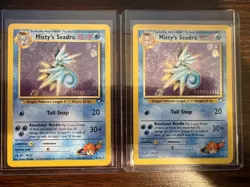 2x Pokemon Mistys Seadra Holo Rare Gym Heroes Prerelease 9/132 in HARD PLASTIC - Image 1