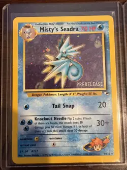 2x Pokemon Mistys Seadra Holo Rare Gym Heroes Prerelease 9/132 in HARD PLASTIC - Image 2
