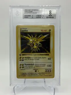 Pokemon Zapdos Base Set Shadowless 1st Edition Holo Rare #16 Thick Stamp BGS 8 - Image 1