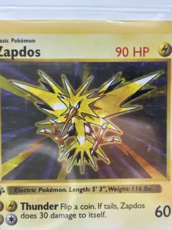 Pokemon Zapdos Base Set Shadowless 1st Edition Holo Rare #16 Thick Stamp BGS 8 - Image 3