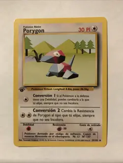Pokemon TCG Porygon Base Set 39/102 Regular 1st Edition Uncommon Spanish Card - Image 1