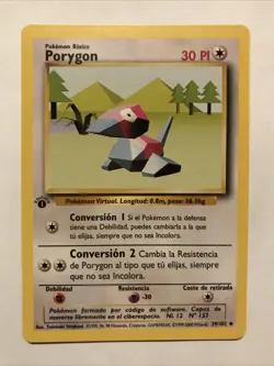 Pokemon TCG Porygon Base Set 39/102 Regular 1st Edition Uncommon Spanish Card - Image 1