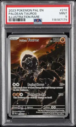 2023 POKEMON PAL EN-PALDEA EVOLVED ILLUSTRATION RARE #218 PALDEAN TAUROS PSA 9 - Image 1
