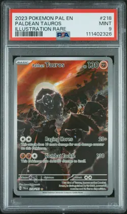 2023 POKEMON PAL EN-PALDEA EVOLVED ILLUSTRATION RARE #218 PALDEAN TAUROS PSA 9 - Image 1