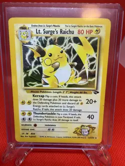 Pokemon TCG Lt. Surge's Raichu Holo Unlimited Rare Card Gym Challenge 11/132 - Image 1