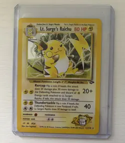 Pokemon TCG Lt. Surge's Raichu Holo Card 11/132 Excellent Condition Free Ship - Image 1
