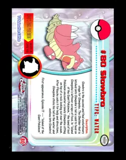 2000 Pokemon SLOWBRO Topps Chrome SERIES 2 Edition T.V. Set Card #80 Rare - MINT - Image 3