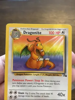 Pokemon TCG Dragonite Fossil 19 Unlimited Rare Non Holo Vintage Old School Card - Image 2
