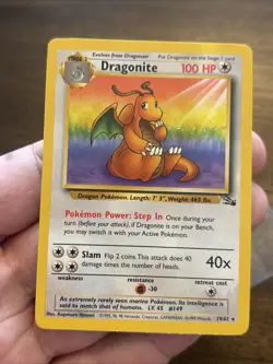Pokemon TCG Dragonite Fossil 19 Unlimited Rare Non Holo Vintage Old School Card - Image 4