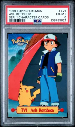 1999 TOPPS POKEMON SERIES 1 CHARACTER CARDS #TV1 ASH KETCHUM PSA 6 - Image 1