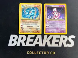 1999 Base Set Vintage Pokemon 2 Card Lot: Holo 1st Edition Machamp & Mewtwo - Image 1
