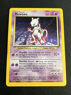 1999 Base Set Vintage Pokemon 2 Card Lot: Holo 1st Edition Machamp & Mewtwo - Image 4