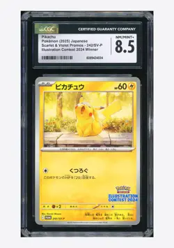 Pokemon CGC 8.5 Pikachu Promo 2025 242/SV-P Illustration Contest Japanese - Image 1