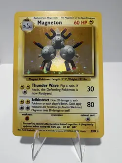 Pokemon TCG Magneton 9/102 Holo Rare Unlimited WOTC Base Set Card - Image 1