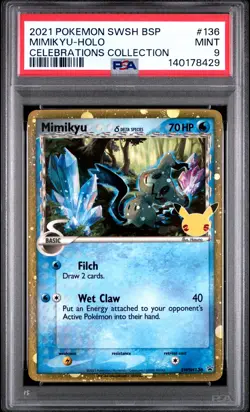 2021 POKEMON SWSH PROMO CELEBRATIONS COLLECTION #136 MIMIKYU-HOLO PSA 9 - Image 1
