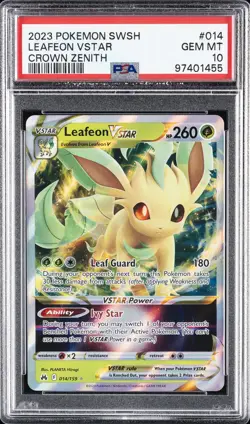 2023 POKEMON SWORD & SHIELD CROWN ZENITH #014 LEAFEON VSTAR PSA 10 - Image 1