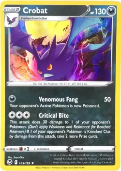 Pokemon TCG - Crobat - Silver Tempest 105/195 - Holo Rare - NM/M - Image 1