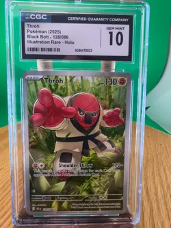Throh #128 Illustration Rare HOLO (Pokemon Black Bolt) Grade 10 Gem Mint - Image 1