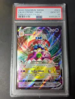 2020 POKEMON SWSH CHAMPION'S PATH 023/073 FULL ART ALCREMIE VMAX - PSA 10 - Image 1