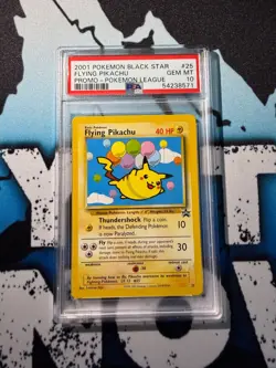 2001 WOTC POKEMON PROMO FLYING PIKACHU #25 BLACK STAR PROMO PSA 10 GEM MINT - Image 1