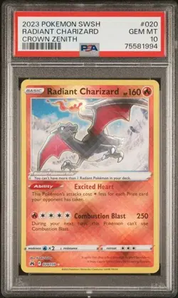 PSA 10 - 2023 POKEMON SWORD AND SHIELD CROWN ZENITH 020 RADIANT CHARIZARD - Image 1