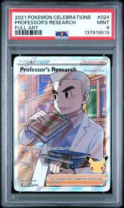 2021 POKEMON CELEBRATIONS #024 FULL ART/PROFESSOR'S RESEARCH PSA 9 - Image 1