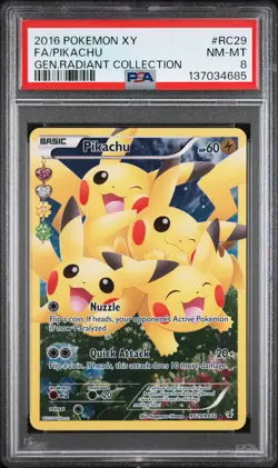 2016 POKEMON XY GENERATIONS RADIANT COLLECTION #RC29 FULL ART/PIKACHU PSA 8 - Image 1