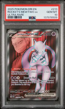 2025 POKEMON DRI EN-DESTINED RIVALS ULTRA RARE TEAM ROCKET'S MEWTWO EX PSA 10 - Image 1