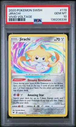 2020 POKEMON SWORD & SHIELD VIVID VOLTAGE #119 JIRACHI PSA 10 - Image 1