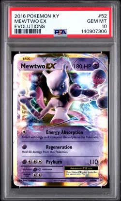 2016 POKEMON XY EVOLUTIONS #52 MEWTWO EX PSA 10 - Image 1