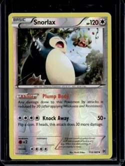 2015 Pokemon XY BREAKthrough Snorlax Reverse Holo #118/162 - Image 1