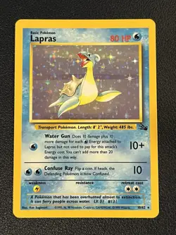 Pokemon Fossil Set Unlimited Lapras 10/62 Holo Rare LP - Image 1
