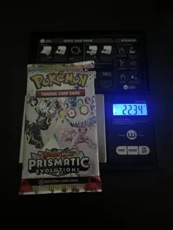 22.34g VERY HEAVY Prismatic Evolutions Pokemon Sealed Booster Pack New - Image 1