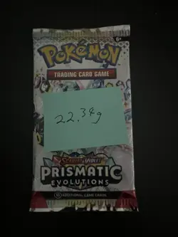 22.34g VERY HEAVY Prismatic Evolutions Pokemon Sealed Booster Pack New - Image 3