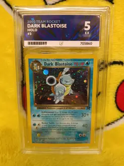 Pokemon Team Rocket Set 2000 Holo Dark Blastoise 3/82 Ace Graded 5 EX Part Swirl - Image 1