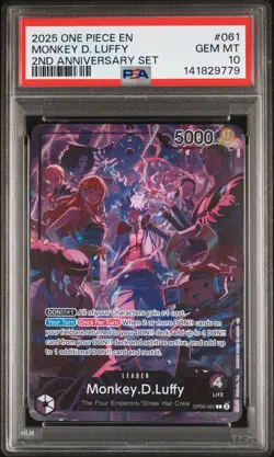 2025 ONE PIECE ENGLISH VERSION 2ND ANNIVERSRY SET #061 MONKEY D. LUFFY PSA 10 - Image 1