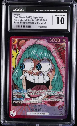 2025 ONE PIECE JPN PROMO BASE SHOP LTD COLLECTION VOL 1 SUGAR CGC 10 GEM MINT - Image 1