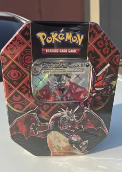 Pokemon TCG Paldean Fates Tin Shiny Charizard ex Sealed: 4 Booster Packs & Promo - Image 1