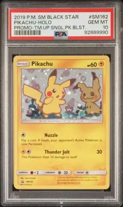 PSA 10 Pikachu Mimikyu Team Up Pokemon Sun & Moon Black Star Promos Holo SM162 - Image 4