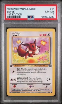 1999 POKEMON EEVEE 1ST EDITION 51/64 Jungle Regular PSA 8 NM-MT - Image 1
