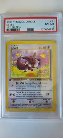 1999 POKEMON EEVEE 1ST EDITION 51/64 Jungle Regular PSA 8 NM-MT - Image 3