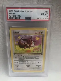 PSA 8 Pokemon WOTC 1999 1st Edition Jungle Eevee Common 51/64 NM-MT - Image 1