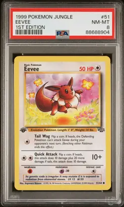 1999 POKEMON JUNGLE 1ST EDITION #51/64 EEVEE PSA 8 NM-MT WOTC - Image 2