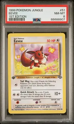 1999 POKEMON JUNGLE 1ST EDITION #51/64 EEVEE PSA 8 NM-MT WOTC - Image 2