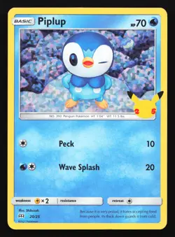 Piplup 20/25 McDonald's 25th Anniversary Holo Promo Pokemon Card - Image 1