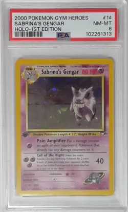 1x V1730: 2000: Sabrina's Gengar: 14/132: 1ST Edition: Gym Heroes: PSA: 8: NM-M - Image 1