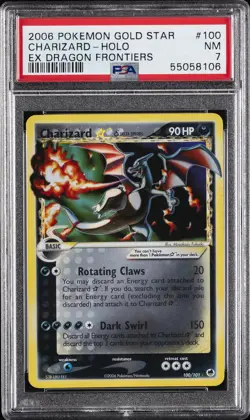 2006 POKEMON EX DRAGON FRONTIERS GOLD STAR #100 CHARIZARD-HOLO PSA 7 - Image 1