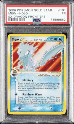 2006 POKEMON EX DRAGON FRONTIERS GOLD STAR #101 MEW-HOLO PSA 1 - Image 1