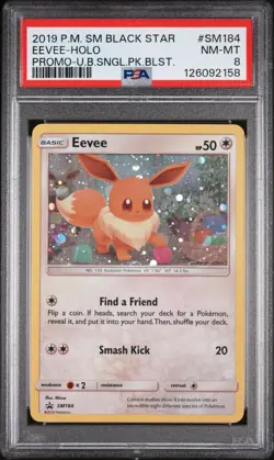 2019 POKEMON SM BLACK STAR PROMO #SM184 EEVEE-HOLO PSA 8 - Image 1
